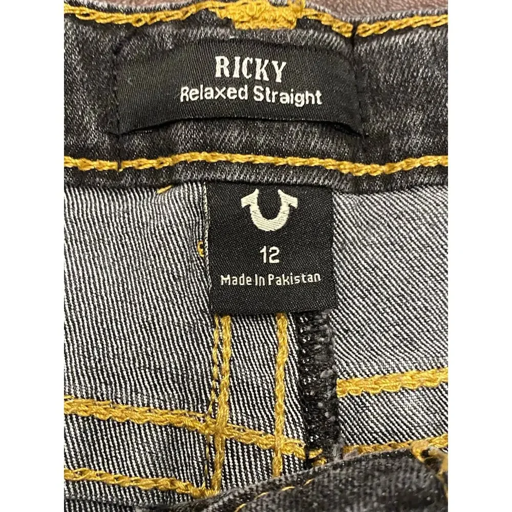 True Religion Ricky Relaxed Straight Cargo Jeans Youth Size 12 Y2K Designer